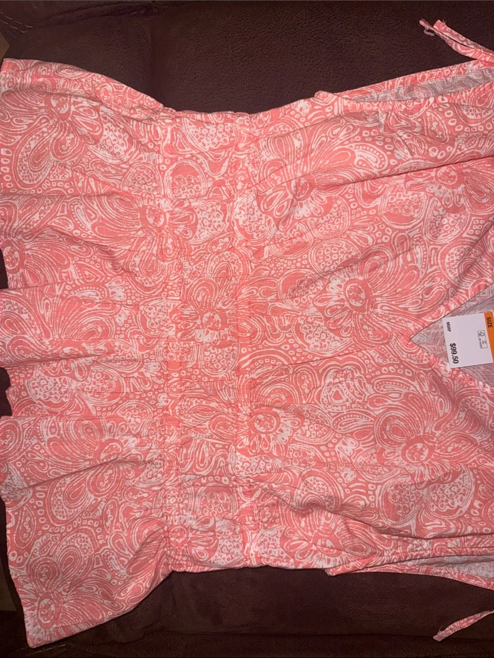 Michael Kors Coral Pink Paisley V-Neck Peplum Top